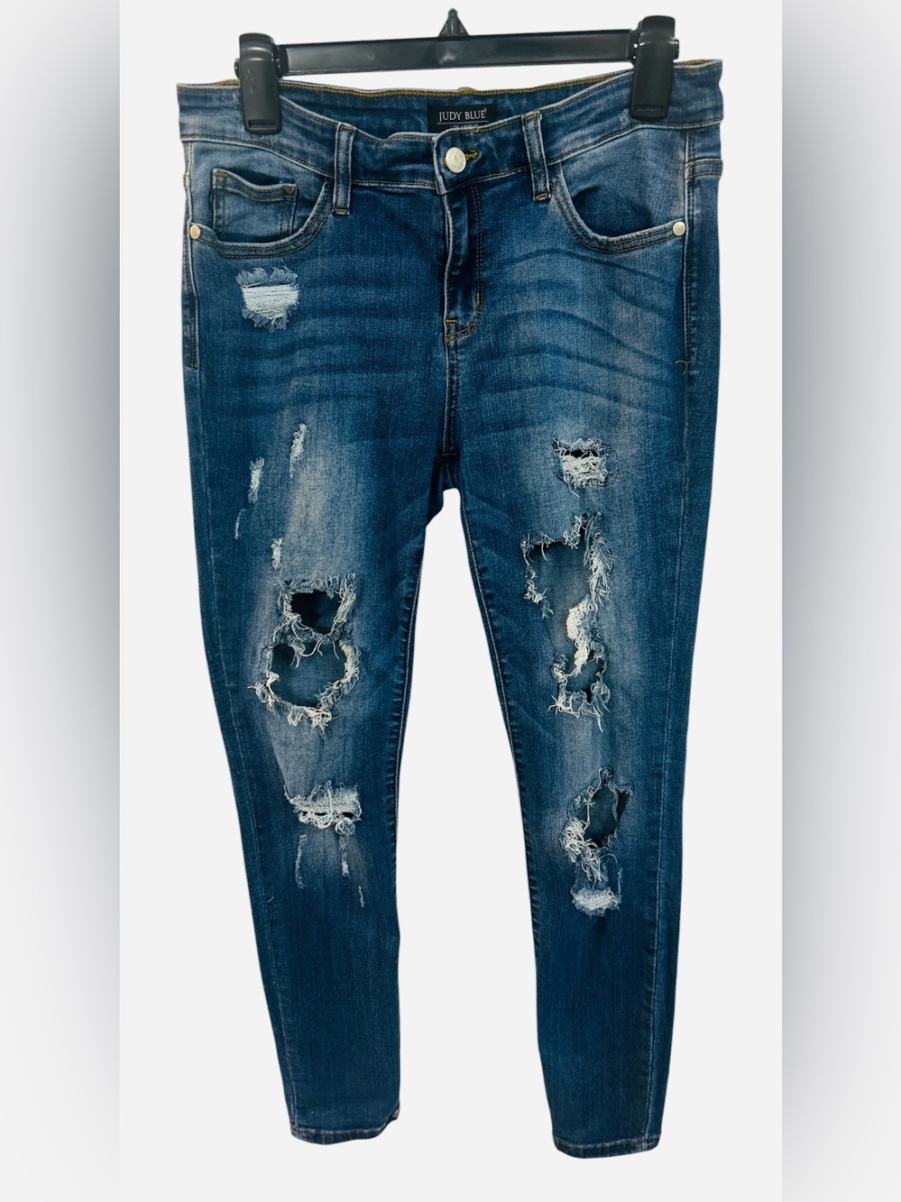 Judy Blue Dark Blue Distressed Skinny Jeans